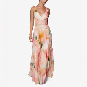 Marble Chiffon Pleated Gown by Laundry Shelli Segal
